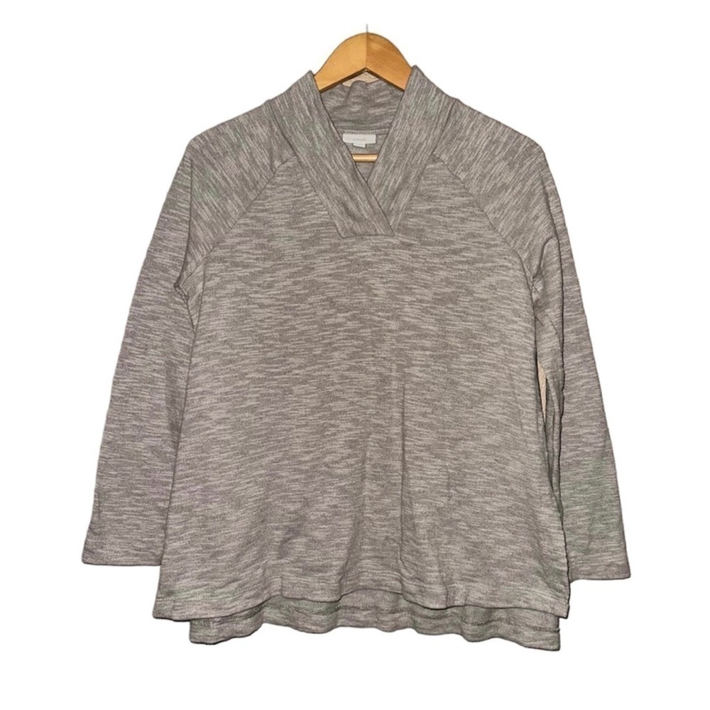 J. JILL PURE JILL Heather Gray V-Neck Pullover Top Sweater Tunic Womens Petite S - Picture 2 of 12